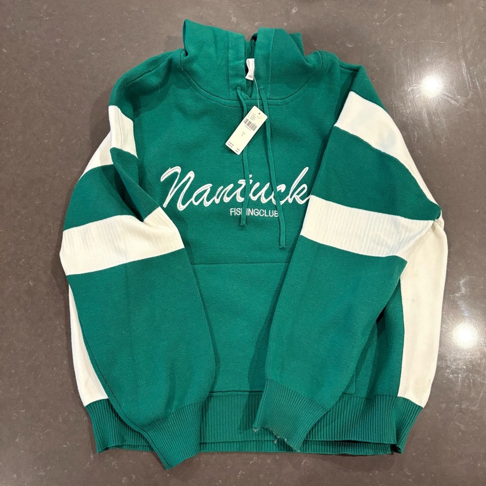 NTW Super soft Anthro Green and White Hoodie with Logo